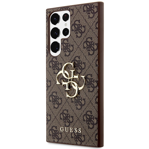 Guess 4G Big Metal Logo dėklas Galaxy S24 Ultra – rudas