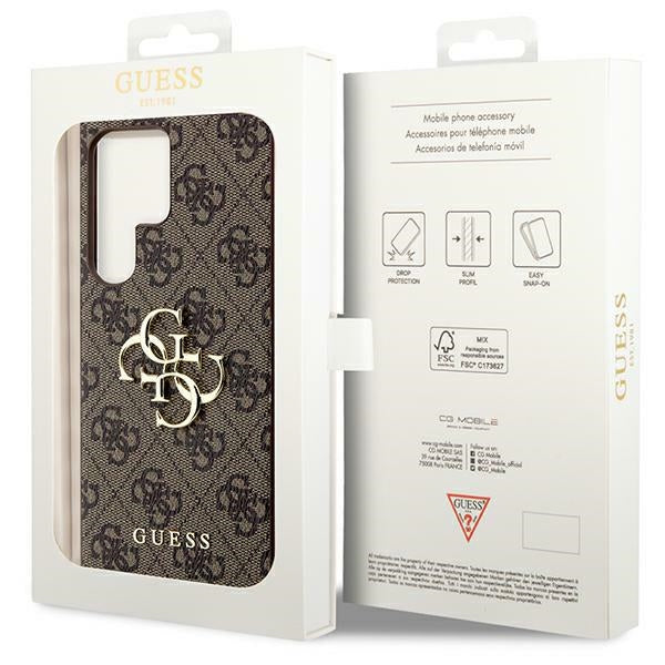 Guess 4G Big Metal Logo dėklas Galaxy S24 Ultra – rudas