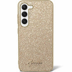 Guess Glitter Script dėklas Samsung Galaxy S24+ – auksinis