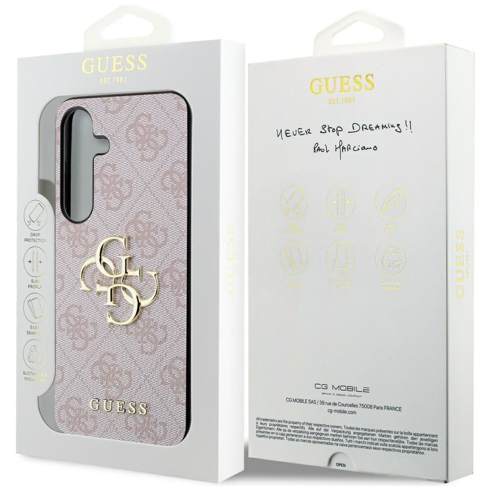 Guess 4G Big Metal Logo dėklas Samsung Galaxy S24 – rožinis