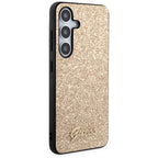 Guess Glitter Script dėklas Samsung Galaxy S24 – auksinis