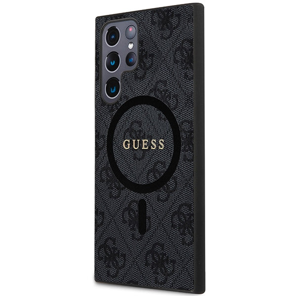 Guess 4G Collection Odinis metalinis logotipas MagSafe Dėklas, skirtas Samsung Galaxy S24 Ultra - juodas