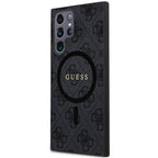 Guess 4G Collection Odinis metalinis logotipas MagSafe Dėklas, skirtas Samsung Galaxy S24 Ultra - juodas