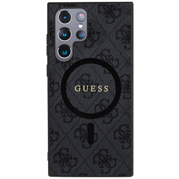 Guess 4G Collection Odinis metalinis logotipas MagSafe Dėklas, skirtas Samsung Galaxy S24 Ultra - juodas