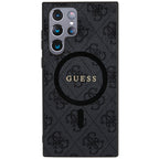 Guess 4G Collection Odinis metalinis logotipas MagSafe Dėklas, skirtas Samsung Galaxy S24 Ultra - juodas
