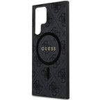 Guess 4G Collection Odinis metalinis logotipas MagSafe Dėklas, skirtas Samsung Galaxy S24 Ultra - juodas
