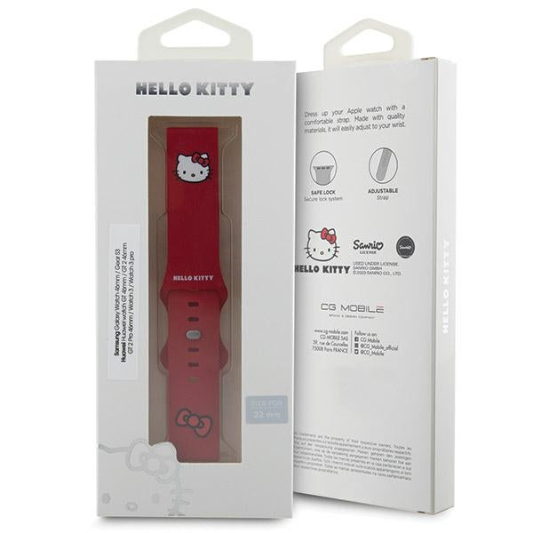 Hello Kitty silikoninis Kitty galvos dirželis universalus 22mm - raudonas