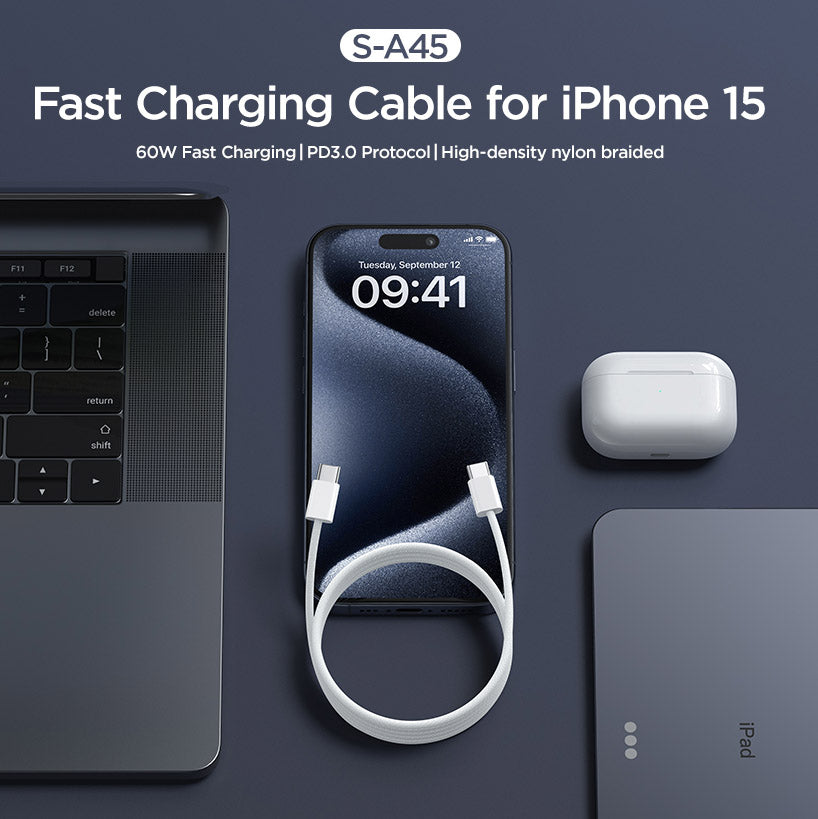 Joyroom Ben Series S-A45 USB-C / USB-C 60W laidas 1 m - baltas