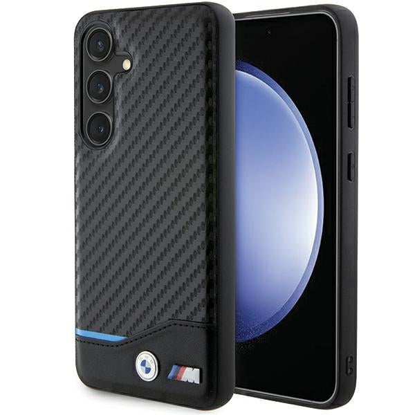 BMW Leather Carbon dėklas Samsung Galaxy S24 – juodas -- Samsung Galaxy S24