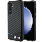 BMW Leather Carbon dėklas Samsung Galaxy S24 – juodas -- Samsung Galaxy S24