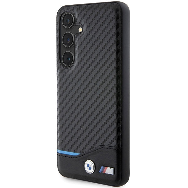 BMW Leather Carbon dėklas Samsung Galaxy S24 – juodas -- Samsung Galaxy S24