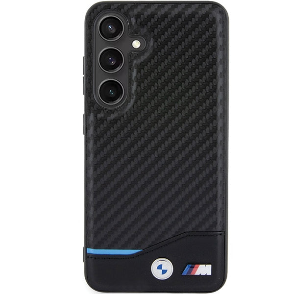 BMW Leather Carbon dėklas Samsung Galaxy S24 – juodas -- Samsung Galaxy S24