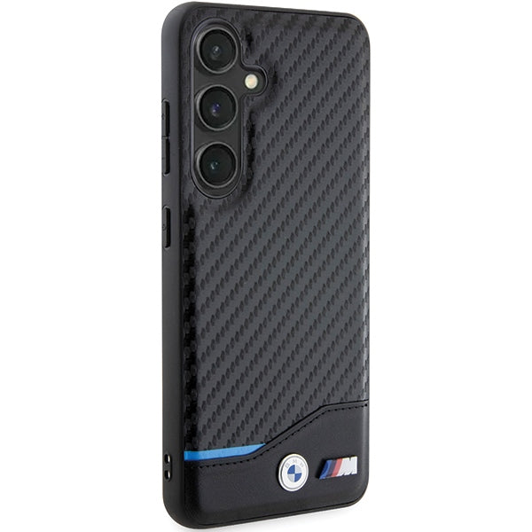 BMW Leather Carbon dėklas Samsung Galaxy S24 – juodas -- Samsung Galaxy S24