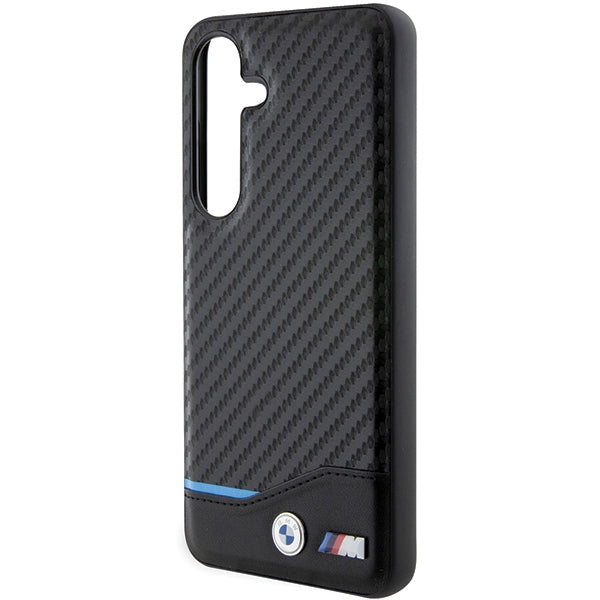 BMW Leather Carbon dėklas Samsung Galaxy S24 – juodas -- Samsung Galaxy S24