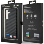 BMW Leather Carbon dėklas Samsung Galaxy S24 – juodas -- Samsung Galaxy S24