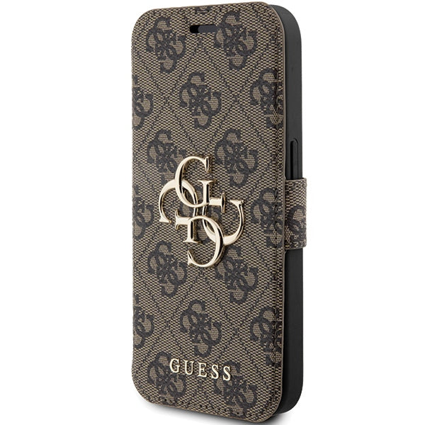 Guess 4G Metal Logo dėklas iPhone 15 Pro – rudas