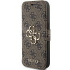 Guess 4G Metal Logo dėklas iPhone 15 Pro – rudas