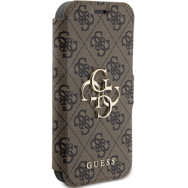 Guess 4G Metal Logo dėklas iPhone 15 Pro – rudas