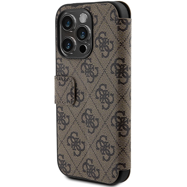 Guess 4G Metal Logo dėklas iPhone 15 Pro – rudas