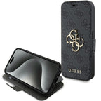 Guess 4G Big Metal Logo dėklas iPhone 15 Pro – pilkas