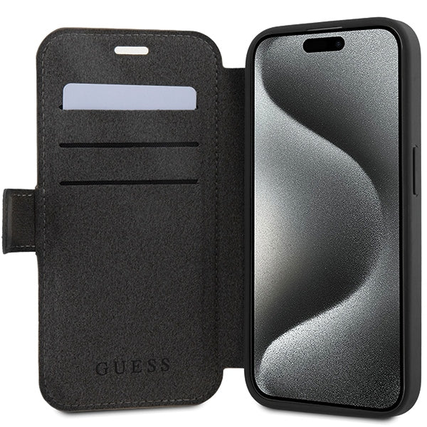 Guess 4G Big Metal Logo dėklas iPhone 15 Pro – pilkas