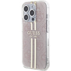 Guess IML 4G Gold Stripe dėklas iPhone 14 Pro Max – rožinis -- iPhone 14 Pro Max