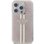 Guess IML 4G Gold Stripe dėklas iPhone 14 Pro Max – rožinis -- iPhone 14 Pro Max