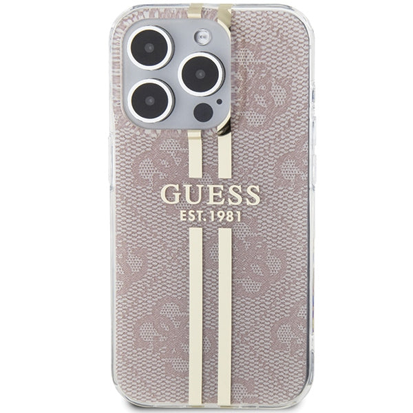 Guess IML 4G Gold Stripe dėklas iPhone 14 Pro Max – rožinis -- iPhone 14 Pro Max