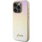 Guess Saffiano dėklas iPhone 14 Pro Max – auksinis