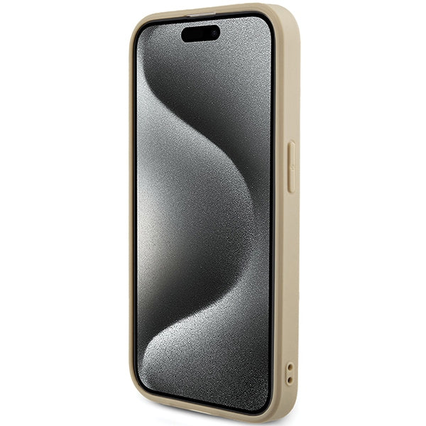 Guess Saffiano dėklas iPhone 14 Pro Max – auksinis