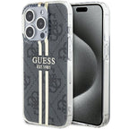 Guess IML 4G Gold Stripe dėklas iPhone 15 Pro – juodas -- iPhone 15 Pro