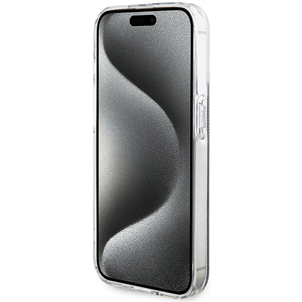 Guess IML 4G Gold Stripe dėklas iPhone 15 Pro – juodas -- iPhone 15 Pro
