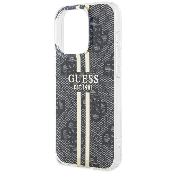 Guess IML 4G Gold Stripe dėklas iPhone 15 Pro – juodas -- iPhone 15 Pro