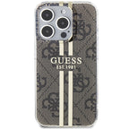 Guess dėklas iPhone 15 Pro – rudas, 4G Gold Stripe