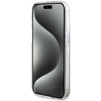 Guess dėklas iPhone 15 Pro – rudas, 4G Gold Stripe