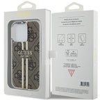 Guess dėklas iPhone 15 Pro – rudas, 4G Gold Stripe