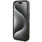Guess dėklas iPhone 15 Pro – juodas, Liquid Glitter