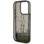 Guess dėklas iPhone 15 Pro – juodas, Liquid Glitter