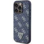Guess 4G Triangle Metal Logo dėklas iPhone 15 Pro – mėlynas