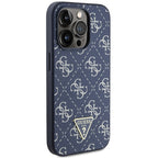 Guess 4G Triangle Metal Logo dėklas iPhone 15 Pro – mėlynas