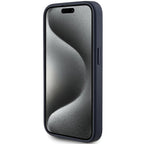 Guess 4G Triangle Metal Logo dėklas iPhone 15 Pro – mėlynas