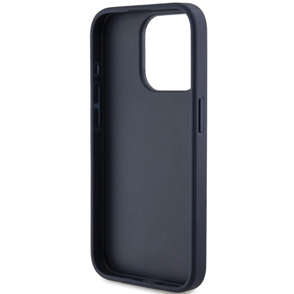 Guess 4G Triangle Metal Logo dėklas iPhone 15 Pro – mėlynas
