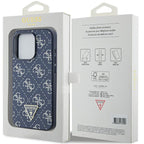 Guess 4G Triangle Metal Logo dėklas iPhone 15 Pro – mėlynas