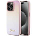Guess Saffiano Iridescent dėklas iPhone 15 Pro – rožinis -- iPhone 15 Pro