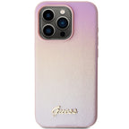 Guess Saffiano Iridescent dėklas iPhone 15 Pro – rožinis -- iPhone 15 Pro