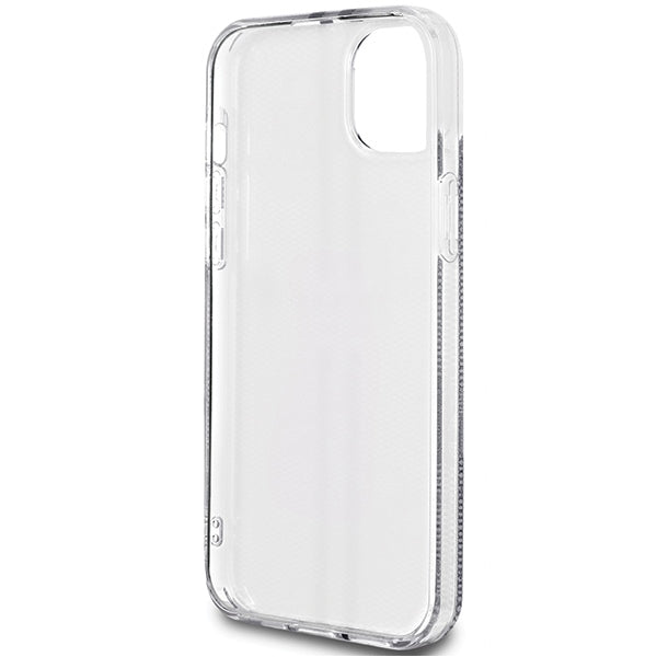 Guess IML 4G Gold Stripe dėklas iPhone 15/14 Plus – juodas