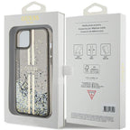 Guess Liquid Glitter Gold Stripes dėklas iPhone 15 Plus / 14 Plus – juodas