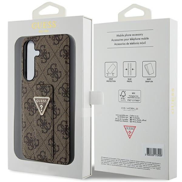 Guess Grip Stand dėklas Samsung Galaxy S24 – rudas