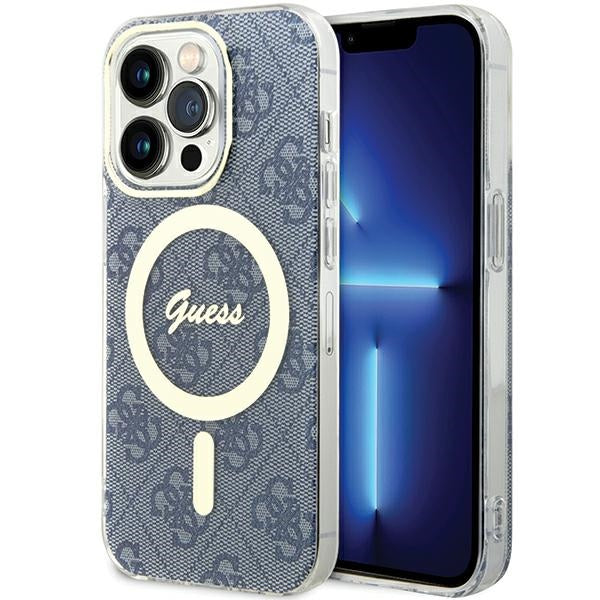 Guess MagSafe dėklas iPhone 15 Pro – mėlynas