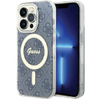Guess MagSafe dėklas iPhone 15 Pro – mėlynas